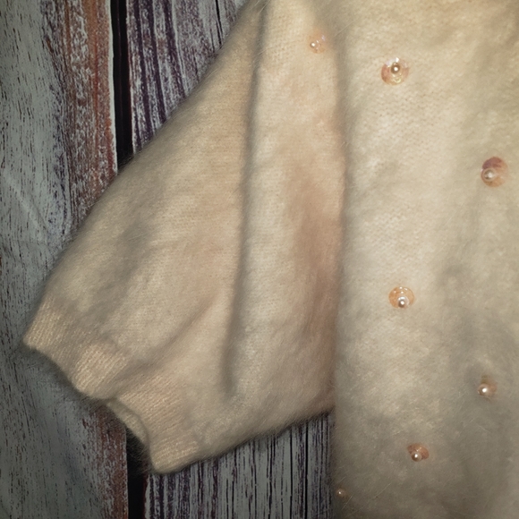 Nordstrom Angora Rabbit Fur Beaded Sequin Sweater - Picture 6 of 9